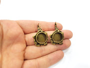 Earring Blank Backs Antique Bronze Resin Base inlay Cabochon Mountings Setting Antique Bronze Plated Brass (15mm blank) 1 pair G15601