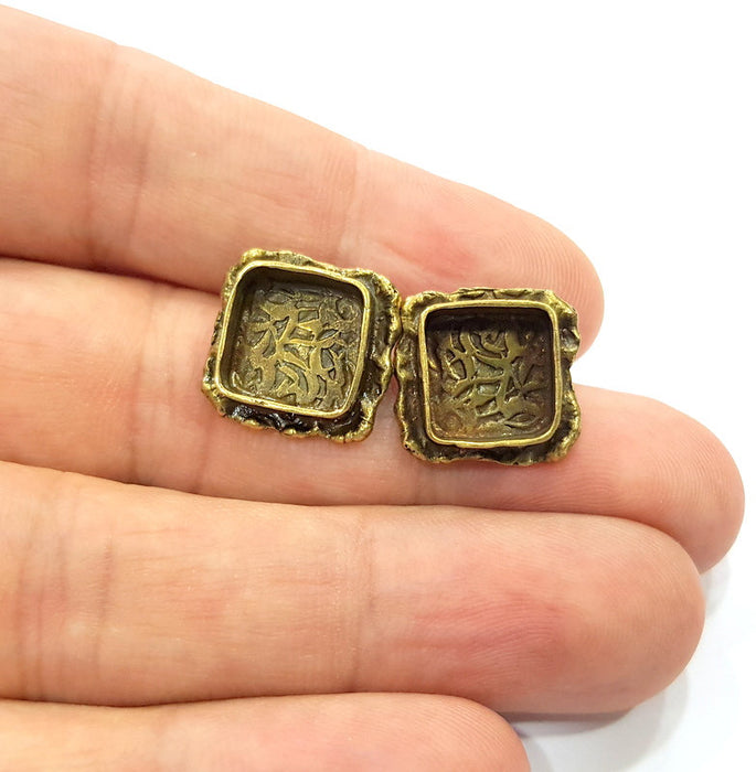 Earring Blank Backs Antique Bronze Resin Base inlay Cabochon Mountings Setting Antique Bronze Plated Brass (10mm blank) 1 pair G15607