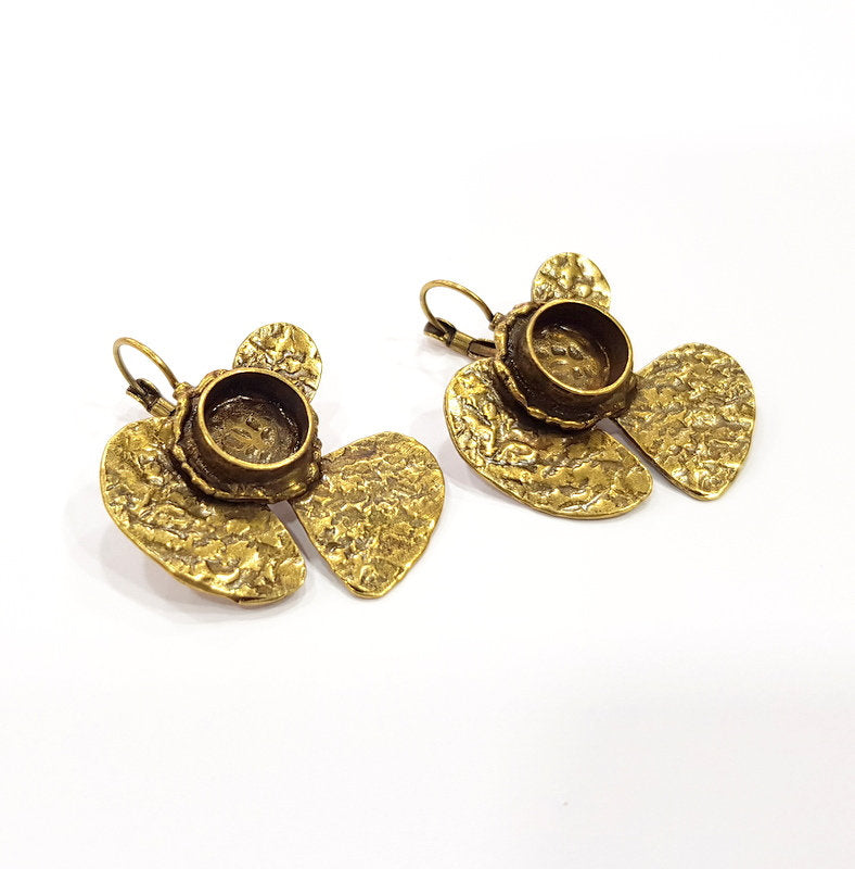 Earring Blank Backs Antique Bronze Resin Base inlay Cabochon Mountings Setting Antique Bronze Plated Brass (10mm blank) 1 pair G15608