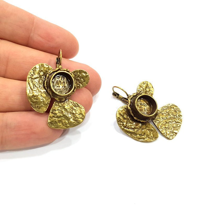 Earring Blank Backs Antique Bronze Resin Base inlay Cabochon Mountings Setting Antique Bronze Plated Brass (10mm blank) 1 pair G15608