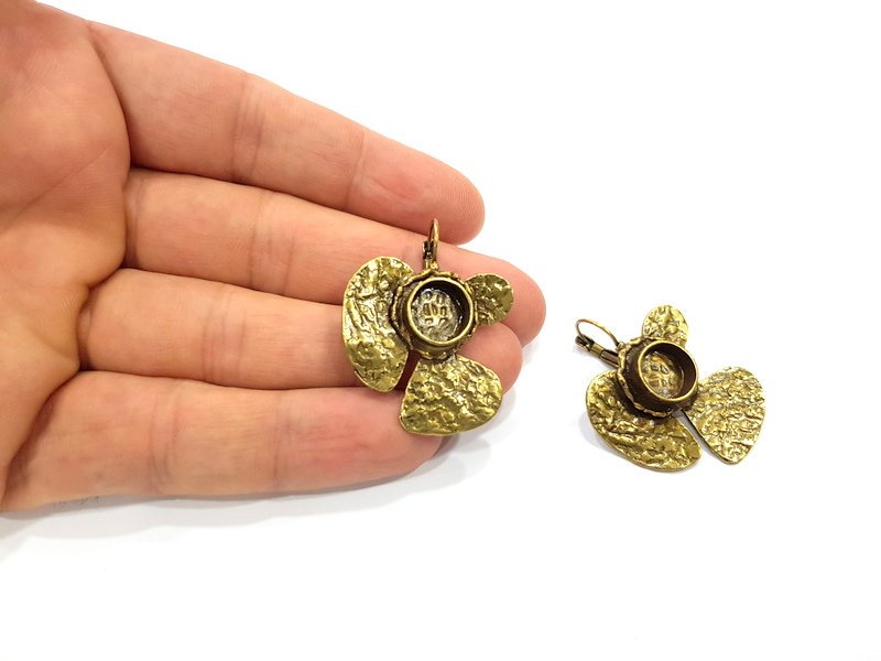 Earring Blank Backs Antique Bronze Resin Base inlay Cabochon Mountings Setting Antique Bronze Plated Brass (10mm blank) 1 pair G15608