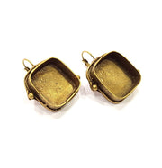 Earring Blank Backs Antique Bronze Resin Base inlay Cabochon Mountings Setting Antique Bronze Plated Brass (20mm blank) 1 pair G15611