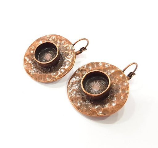 Earring Blank Base Settings Copper Resin Blank Cabochon Base inlay Blank Mountings Antique Copper Plated Brass (10mm blank) 1 Set  G14632