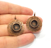 Earring Blank Base Settings Copper Resin Blank Cabochon Base inlay Blank Mountings Antique Copper Plated Brass (10mm blank) 1 Set  G14632