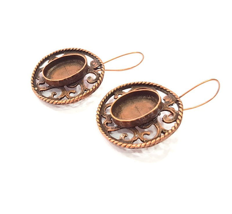 Earring Blank Base Settings Copper Resin Blank Cabochon Base inlay Blank Mountings Antique Copper Plated Brass (18x13mm blank) 1 Set  G14634