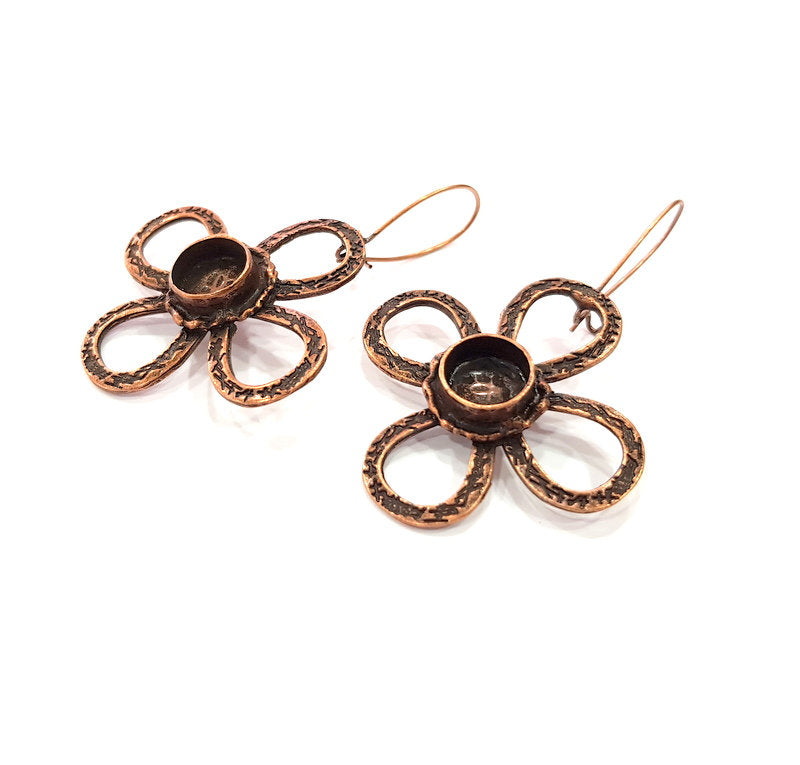 Earring Blank Base Settings Copper Resin Blank Cabochon Base inlay Blank Mountings Antique Copper Plated Brass (10mm blank) 1 Set  G14635