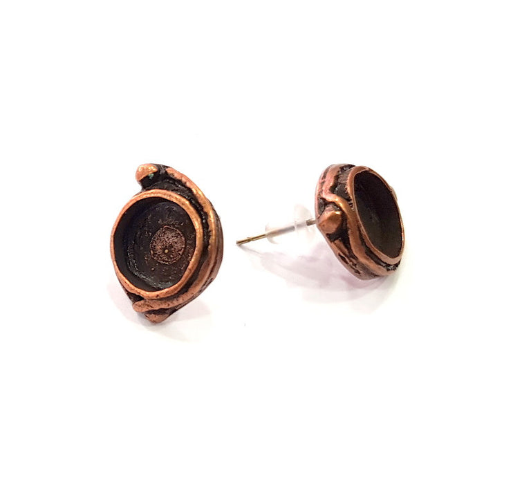 Earring Blank Base Settings Copper Resin Blank Cabochon Base inlay Blank Mountings Antique Copper Plated Brass (10mm blank) 1 Set  G14636