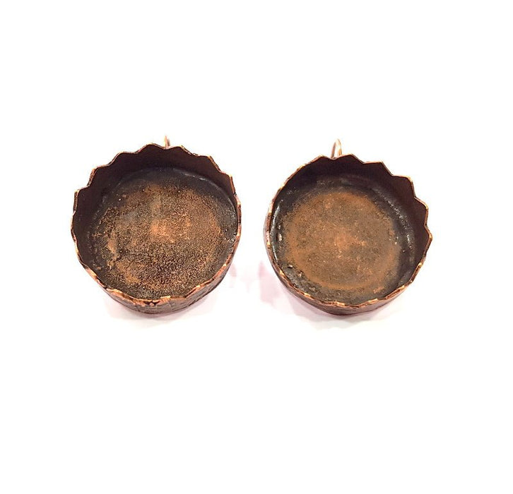 Earring Blank Base Settings Copper Resin Blank Cabochon Base inlay Blank Mountings Antique Copper Plated Brass (24mm blank) 1 Set  G14638