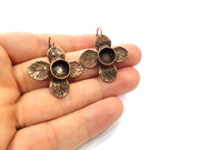 Earring Blank Base Settings Copper Resin Blank Cabochon Base inlay Blank Mountings Antique Copper Plated Brass (10mm blank) 1 Set  G14639