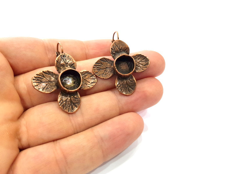 Earring Blank Base Settings Copper Resin Blank Cabochon Base inlay Blank Mountings Antique Copper Plated Brass (10mm blank) 1 Set  G14639