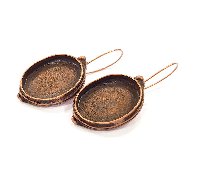 Earring Blank Base Settings Copper Resin Blank Cabochon Base inlay Blank Mountings Antique Copper Plated Brass (25x18mm blank) 1 Set  G14640