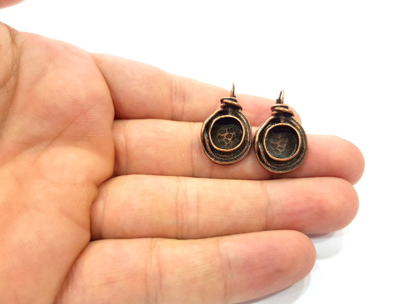 Earring Blank Base Settings Copper Resin Blank Cabochon Base inlay Blank Mountings Antique Copper Plated Brass (10mm blank) 1 Set  G14641