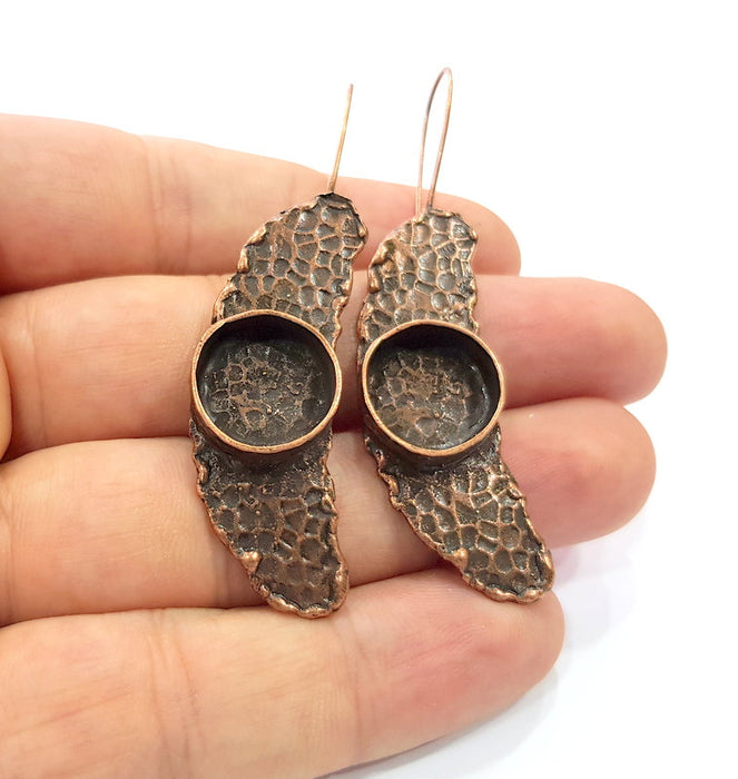 Earring Blank Base Settings Copper Resin Blank Cabochon Base inlay Blank Mountings Antique Copper Plated Brass (14mm blank) 1 Set  G14643