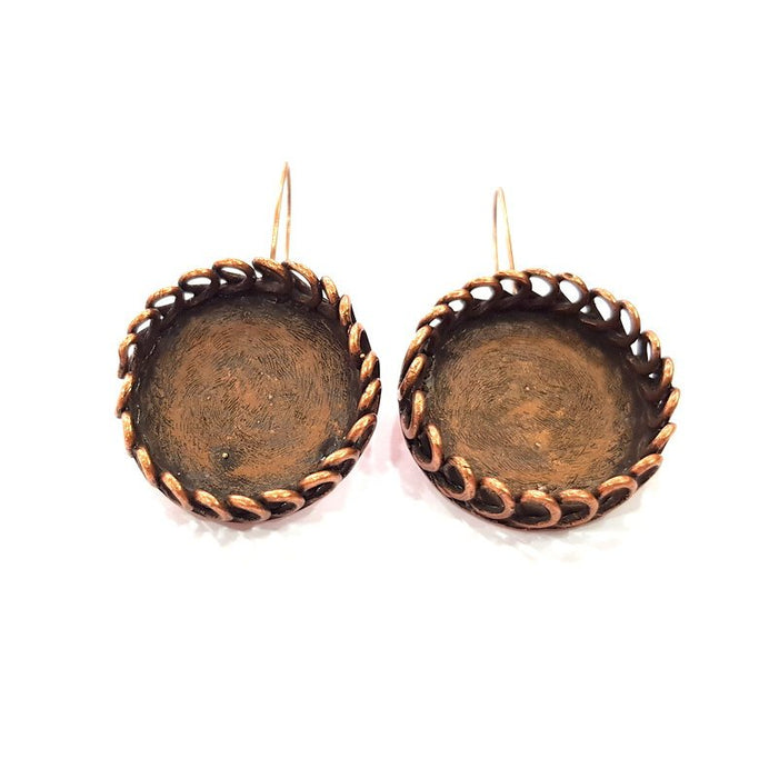 Earring Blank Base Settings Copper Resin Blank Cabochon Base inlay Blank Mountings Antique Copper Plated Brass (25mm blank) 1 Set  G14651