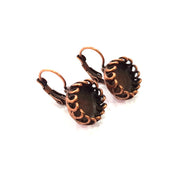 Earring Blank Base Settings Copper Resin Blank Cabochon Base inlay Blank Mountings Antique Copper Plated Brass (10mm blank) 1 Set  G14654