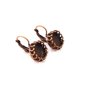 Earring Blank Base Settings Copper Resin Blank Cabochon Base inlay Blank Mountings Antique Copper Plated Brass (10mm blank) 1 Set  G14654