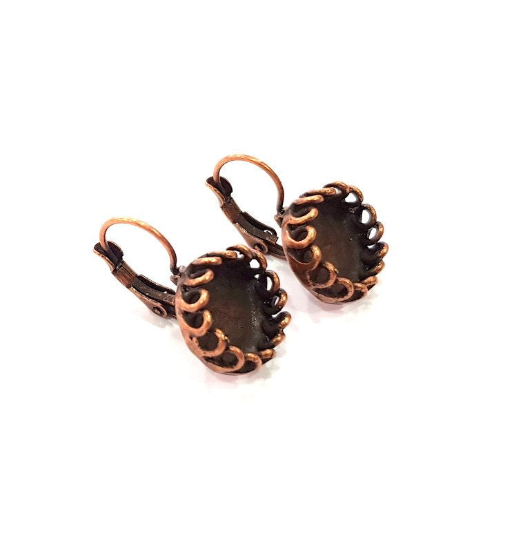 Earring Blank Base Settings Copper Resin Blank Cabochon Base inlay Blank Mountings Antique Copper Plated Brass (10mm blank) 1 Set  G14654