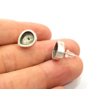 5 Pairs Earring Blank Base Settings Silver Resin Blank Cabochon Base inlay Blank Mountings Antique Silver Plated Metal (10x8mm blank) G14657