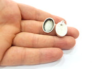 Earring Blank Base Settings Silver Resin Blank Cabochon Base inlay Blank Mountings Antique Silver Plated Metal (18x13mm blank) 1 Set  G15409