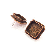 Earring Blank Base Settings Copper Resin Blank Cabochon Base inlay Blank Mountings Antique Copper Plated Brass (14mm blank) 1 Set  G14660