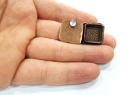 Earring Blank Base Settings Copper Resin Blank Cabochon Base inlay Blank Mountings Antique Copper Plated Brass (14mm blank) 1 Set  G14660