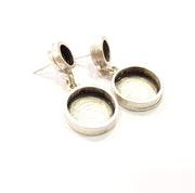 Earring Blank Base Settings Silver Resin Blank Cabochon Base inlay Blank Mountings Antique Silver Plated Metal (8+16mm) 1 Set  G14663
