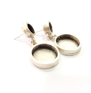 Earring Blank Base Settings Silver Resin Blank Cabochon Base inlay Blank Mountings Antique Silver Plated Metal (8+16mm) 1 Set  G14663