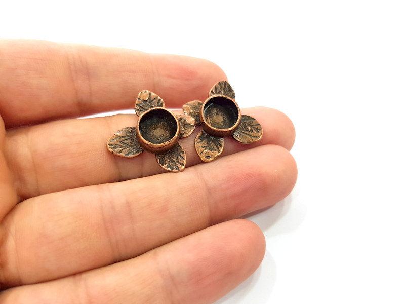 Earring Blank Base Settings Copper Resin Blank Cabochon Base inlay Blank Mountings Antique Copper Plated Brass (10mm blank) 1 Set  G14666