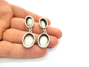 Earring Blank Base Settings Silver Resin Blank Cabochon Base inlay Blank Mountings Antique Silver Plated Metal (14x10+13x18mm) 1 Set  G14667