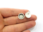 Earring Blank Base Settings Silver Resin Blank Cabochon Base inlay Blank Mountings Antique Silver Plated Metal (12mm blank) 1 Set  G14669