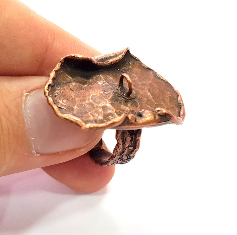 Copper Ring Settings inlay Ring Blank Mosaic Ring Bezel Base Cabochon Mountings ( 16 mm blank) Antique Copper Plated Brass G15619