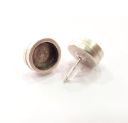 Earring Blank Base Settings Silver Resin Blank Cabochon Base inlay Blank Mountings Antique Silver Plated Metal (10mm blank) 1 Set  G14673