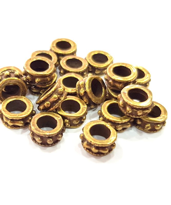 20 Antique Bronze Rondelle Beads 8 mm Antique Bronze Plated Metal  G15404