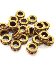 20 Antique Bronze Rondelle Beads 8 mm Antique Bronze Plated Metal  G15404