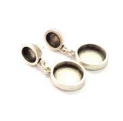 Earring Blank Base Settings Silver Resin Blank Cabochon Base inlay Blank Mountings Antique Silver Plated Metal (10x8+18mm ) 1 Pair G15612