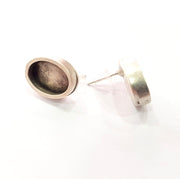 Earring Blank Base Settings Silver Resin Blank Cabochon Base inlay Blank Mountings Antique Silver Plated Metal (14x10mm blank) 1 Set  G14680