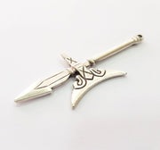 Battle Axe Pendant Silver Pendant Antique Silver Plated Metal (77x28mm) G14689