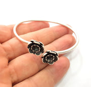 Silver Bracelet Blank Bangle Blank Cuff Blank Adjustable Bracelet inlay Blank Antique Silver Plated Brass (6mm Blanks) G14692