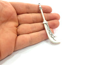 2 Sword Charms Antique Silver Plated Charms (81x14mm) G14693