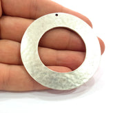 Circle Pendant Silver Pendant Antique Silver Plated Metal (56mm) G14694