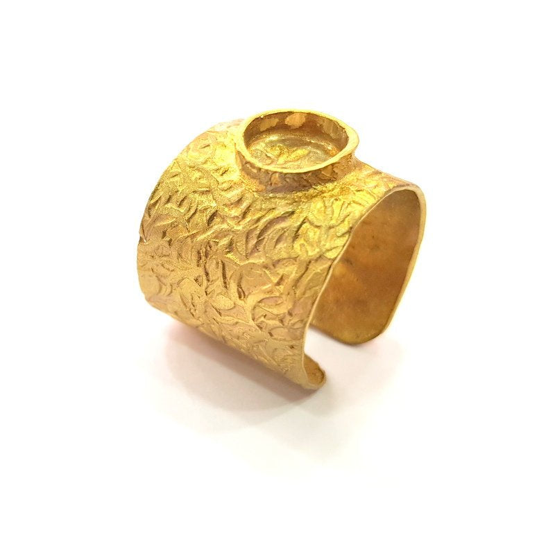 Raw Brass Ring Blank Bezel Settings Cabochon Base Mountings Adjustable Resin Blank  (8mm blank ) G14695