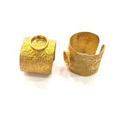 Raw Brass Ring Blank Bezel Settings Cabochon Base Mountings Adjustable Resin Blank  (8mm blank ) G14695