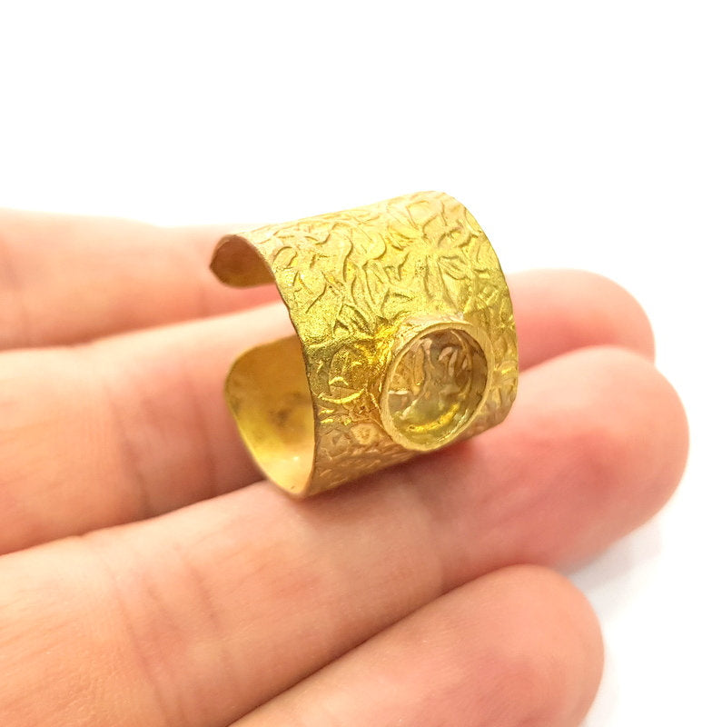 Raw Brass Ring Blank Bezel Settings Cabochon Base Mountings Adjustable Resin Blank  (8mm blank ) G14695