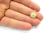 10 Sun Charm Gold Charms Gold Plated Metal (18x14mm)  G14699