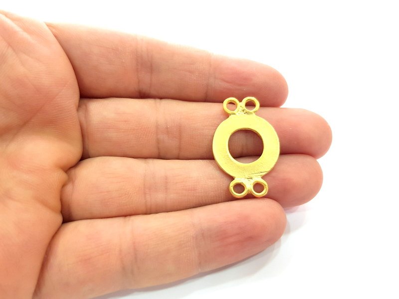 2 Circle Connector  Charm Gold Charms Gold Plated Metal (30x20mm)  G14702