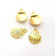 4 Shell Charm Oyster Charms Mussel Charms Sea Ocean Gold Pendant Gold Plated Shell Pendant (18x13mm)  G14711