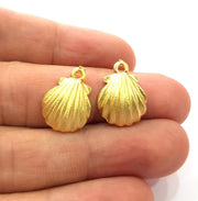 4 Shell Charm Oyster Charms Mussel Charms Sea Ocean Gold Pendant Gold Plated Shell Pendant (18x13mm)  G14711