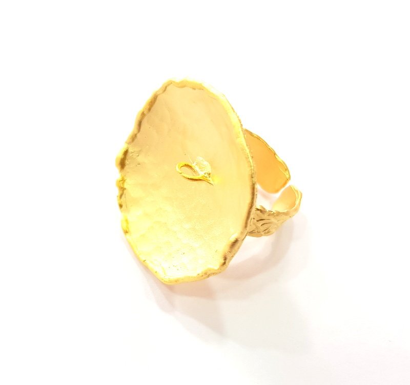 Gold Ring Settings Blank Mountings Adjustable Ring (32mm blank ) Gold Plated Brass G14712