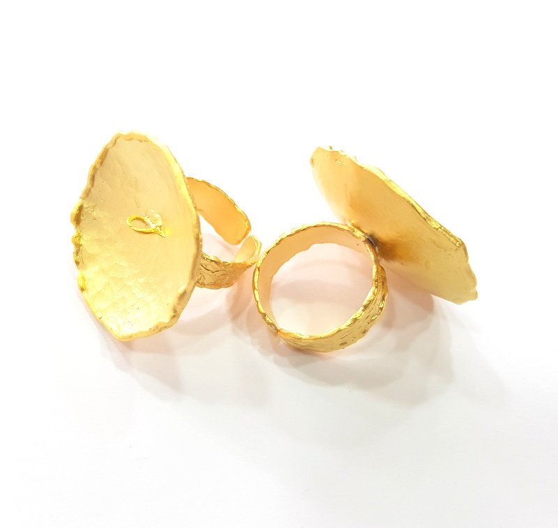 Gold Ring Settings Blank Mountings Adjustable Ring (32mm blank ) Gold Plated Brass G14712