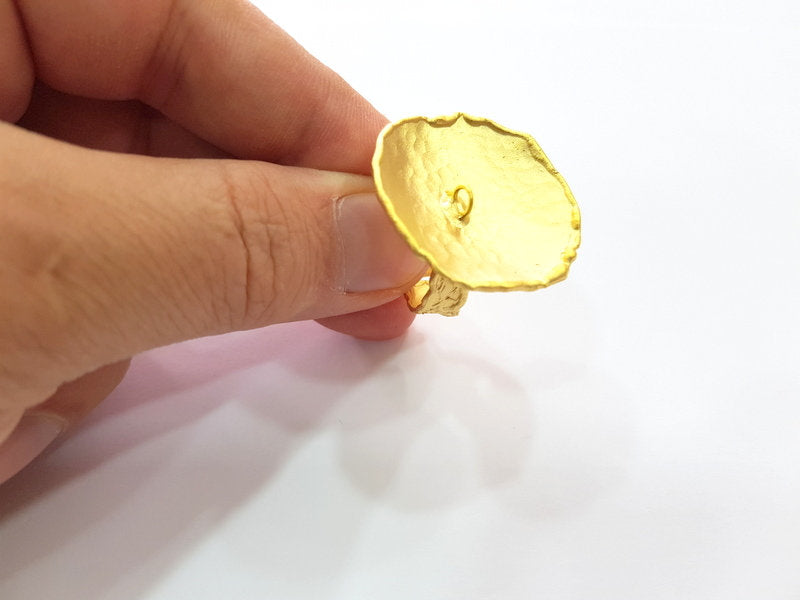 Gold Ring Settings Blank Mountings Adjustable Ring (32mm blank ) Gold Plated Brass G14712